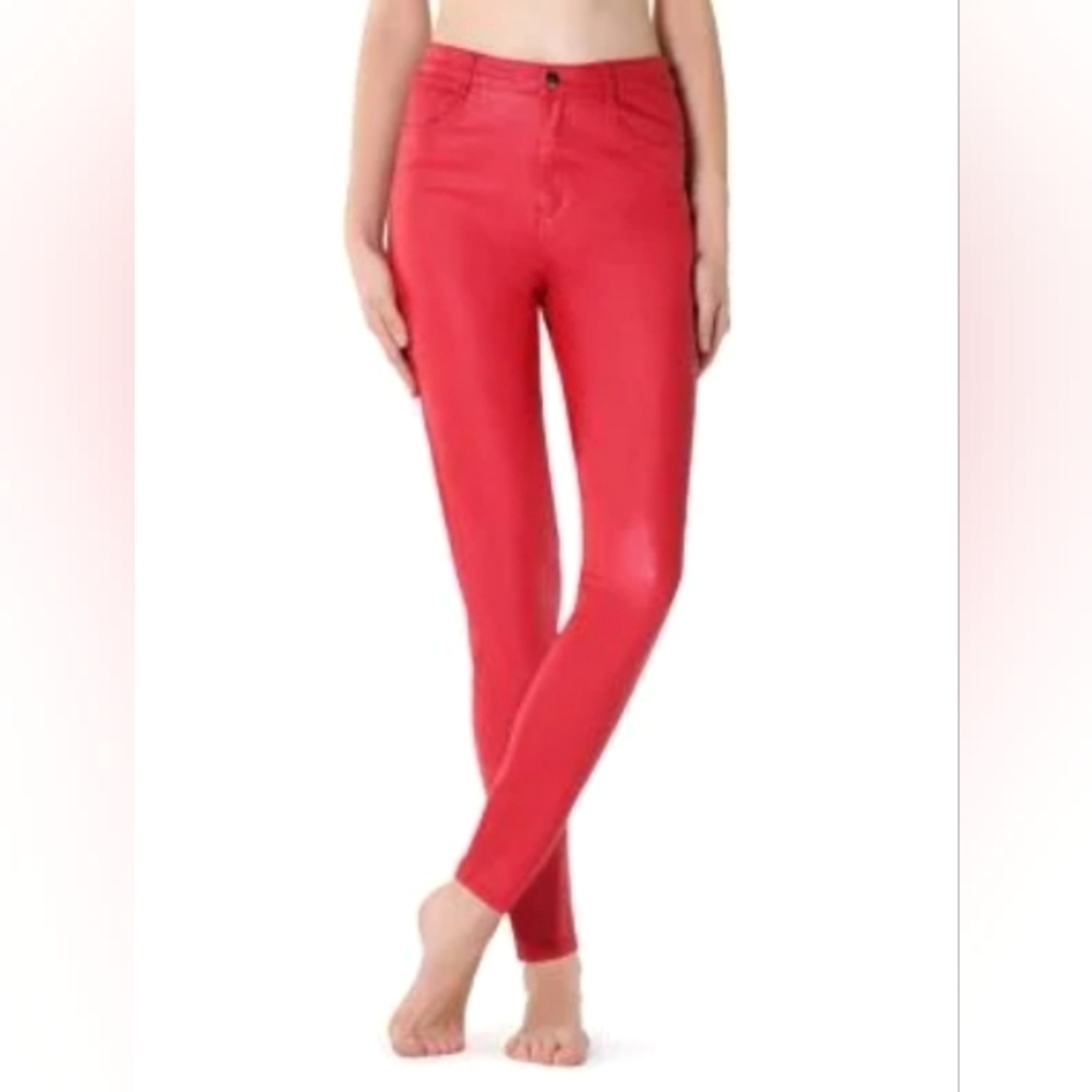 Calzedonia | Leather-Effect Red Pants Leggings Size S